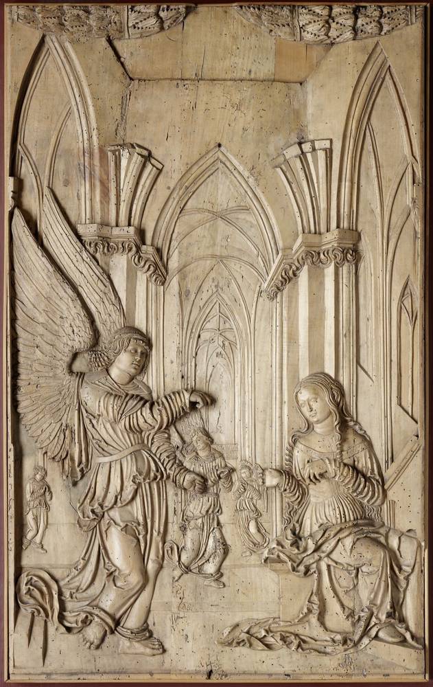 Verkündigung an Maria, Meister der Irrsdorfer Tafeln, Salzburg, 1515–20, Lindenholz, Salzburg Museum, Inv.-Nr. 191-28