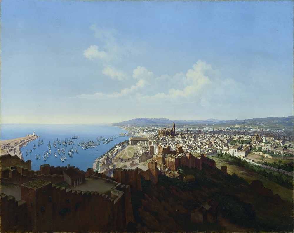 Hubert Sattler, Kosmorama: Malaga (Spanien), Öl auf Leinwand, Inv.-Nr. 9014-49
