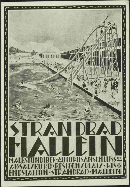 Stefan Hasenberger, Werbung für das Strandbad Hallein, 1928, Papier, Druck nach Gouache, © Salzburg Museum