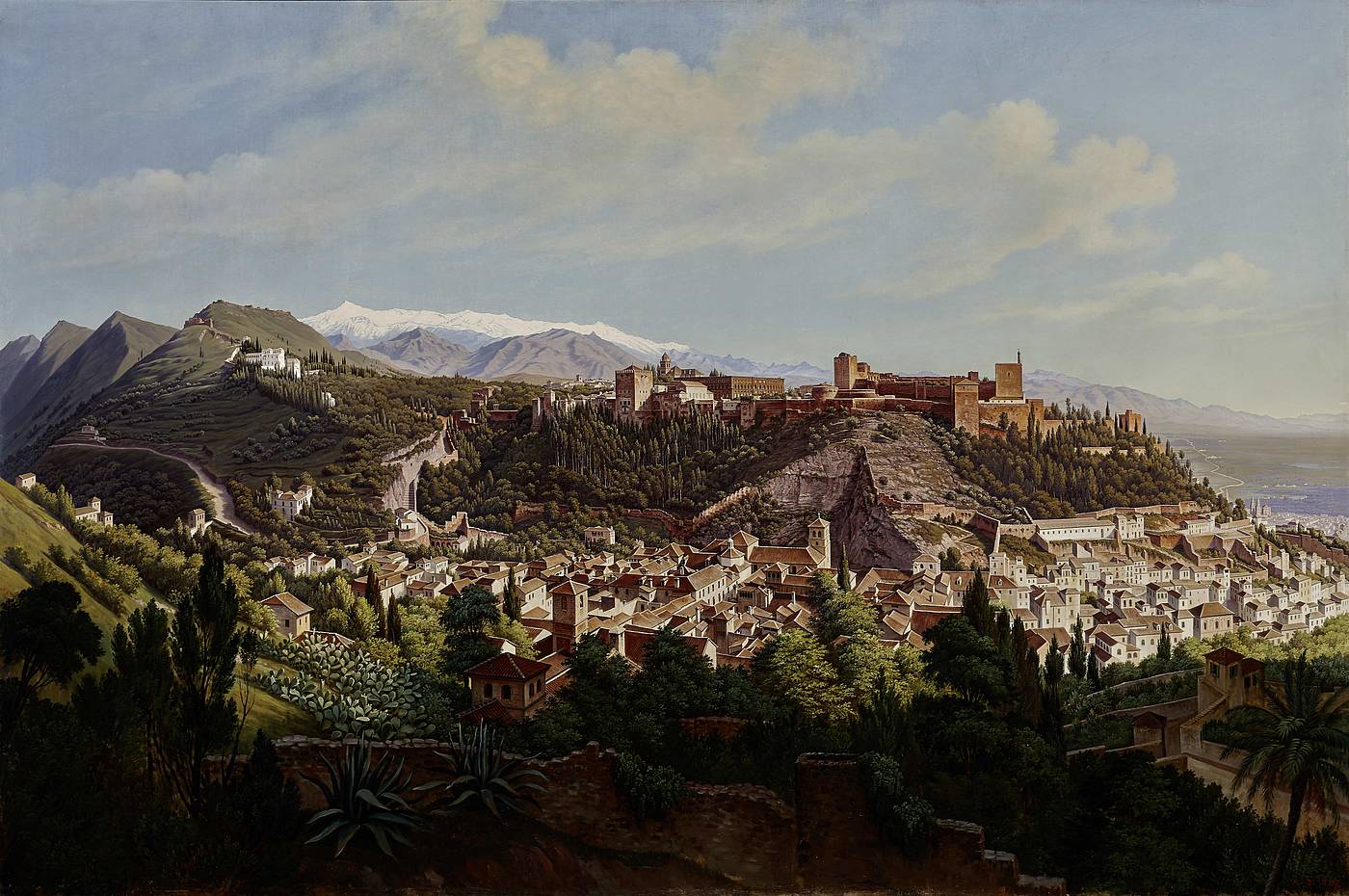 Hubert Sattler (1817–1904), Kosmorama: Granada mit der Alhambra (Spanien), 1867; Öl auf Leinwand, © Salzburg Museum