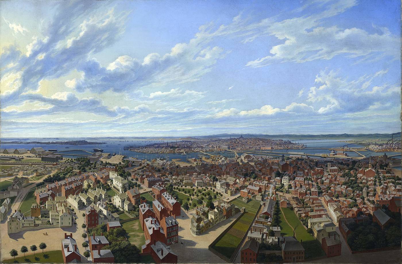 Hubert Sattler (1817–1904), Kosmorama: Boston (USA), um 1854, Öl auf Leinwand, © Salzburg Museum