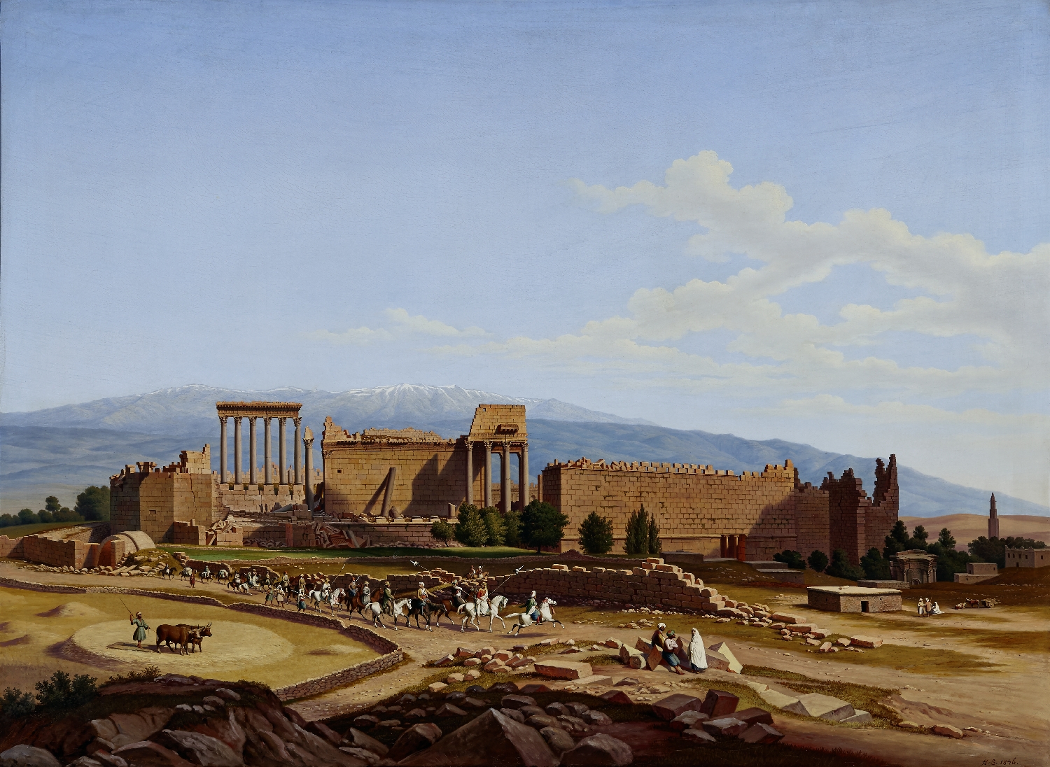 Die Ruinen von Baalbek, im Hintergrund der Libanon, 1846, Öl auf Leinwand, Inv.-Nr. 9086-49