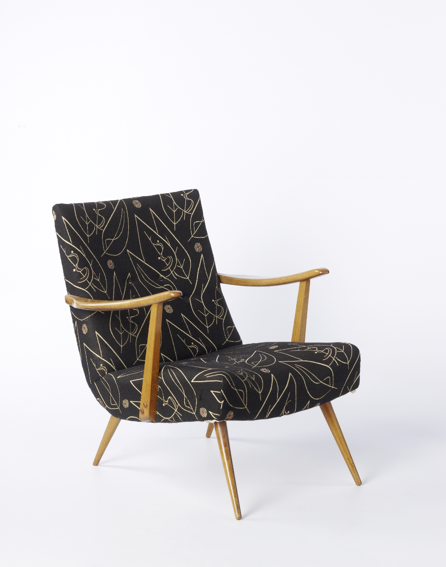 Easy chair, 1950s, wood, fabric, inv. no. 2117-2011