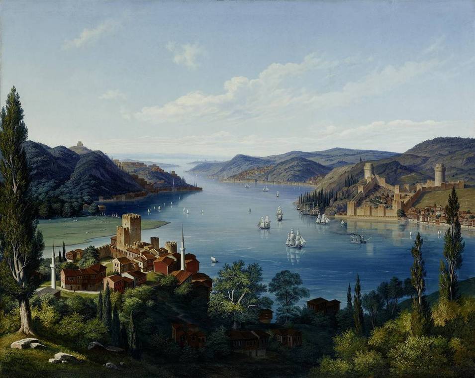 Bosporus von der asiatischen Seite aus (Türkei), Hubert Sattler (1817–1904), 1854, Öl auf Leinwand, Salzburg Museum, Inv.-Nr. 9090-49