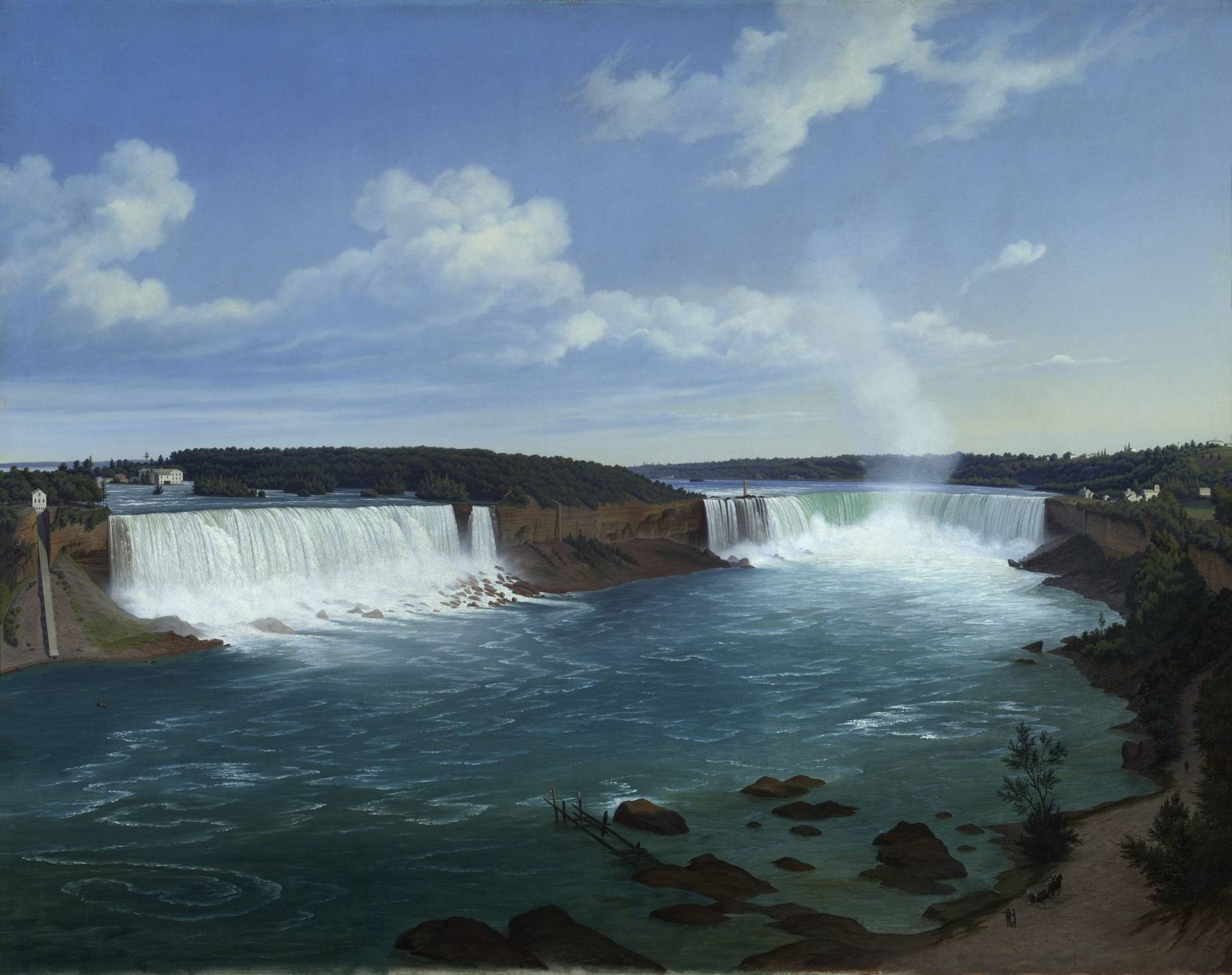 Hubert Sattler (1817–1904); Kosmorama: Niagarafälle (Kanada/USA), 1852, Öl auf Leinwand, © Salzburg Museum